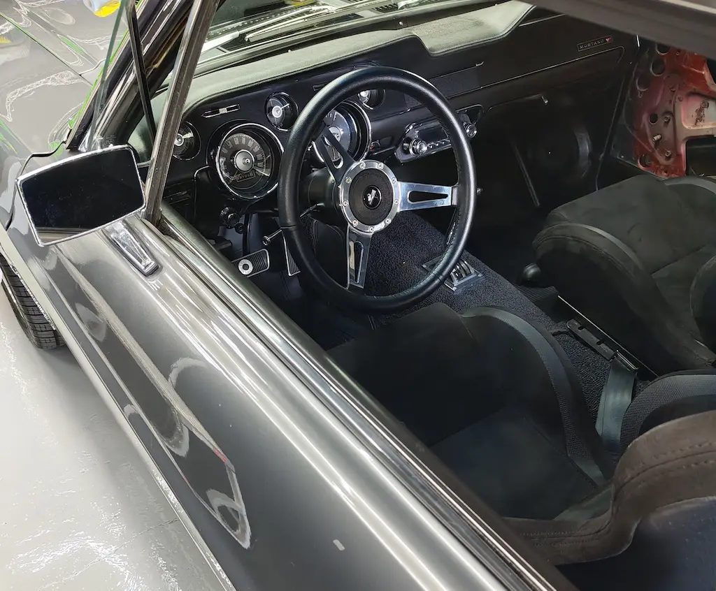 1968 Mustang interior mid-restoration