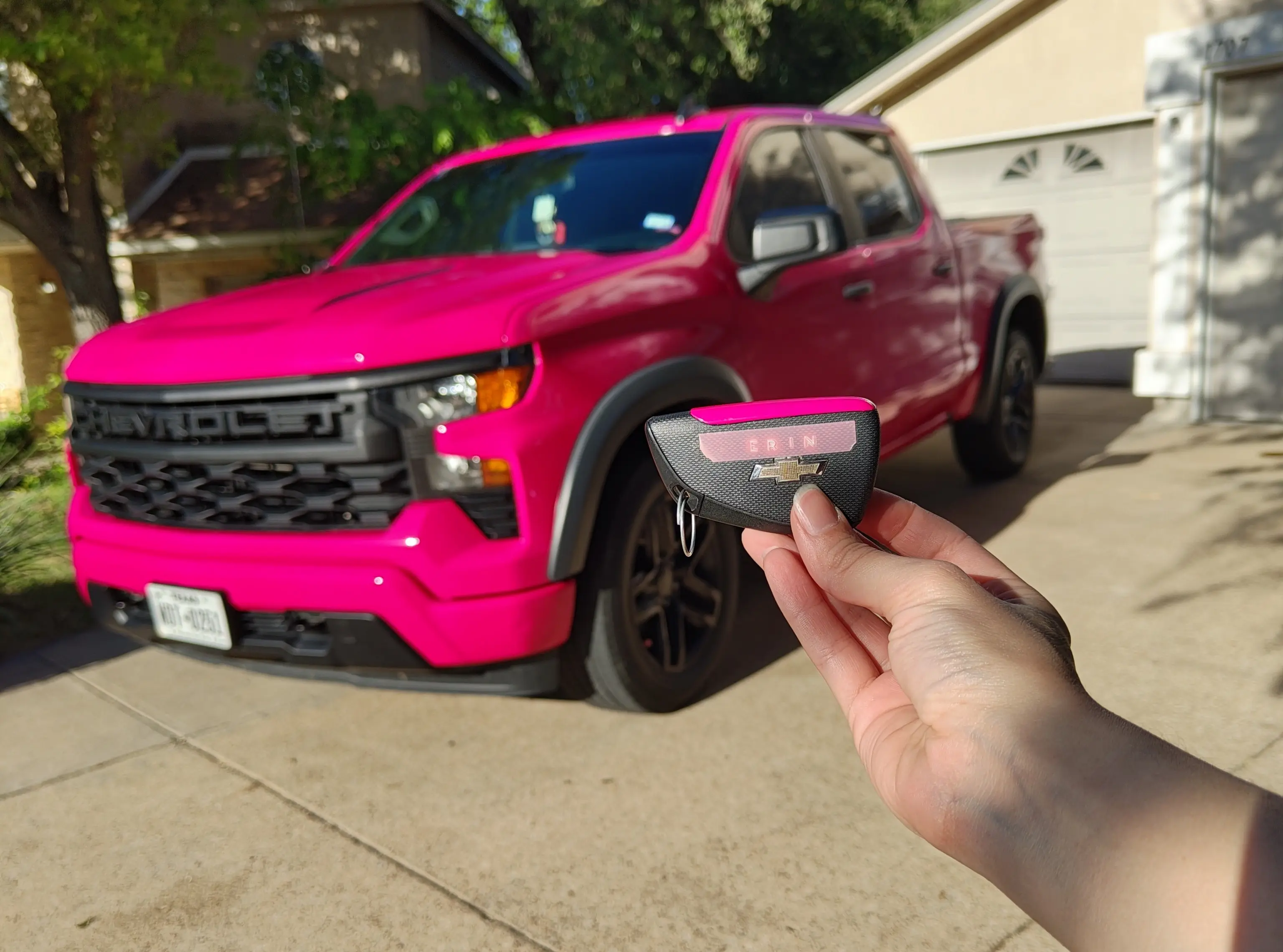 Pink wrap on a Chevy Silverado — Austin TX